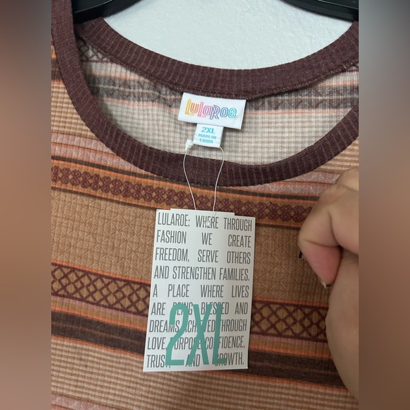 Lularoe Striped Brown Tan orangish Women's Top - Picture 2 of 4